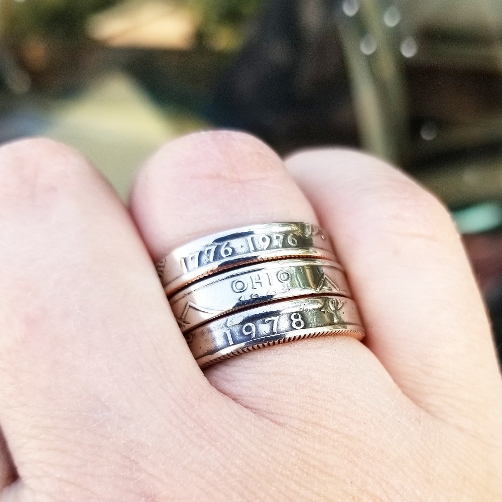 Narrow Band Coin Stacking Ring